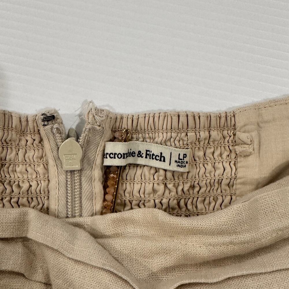 Abercrombie & Fitch Emerson Linen Blend Strapless Jumpsuit Beige Size LP Petite - Picture 6 of 16